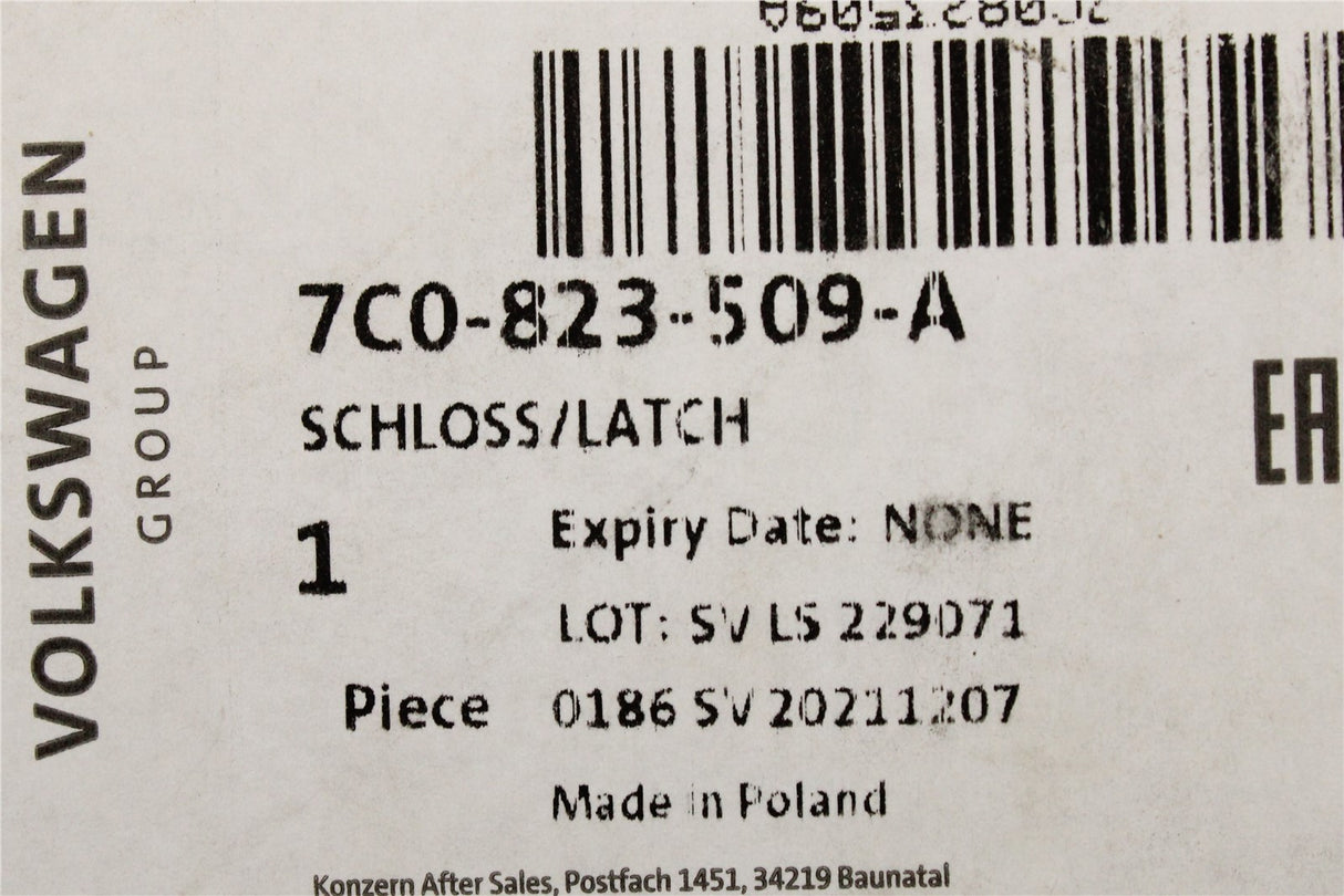 VW Crafter E-Crafter 2017-on bonnet latch lock 7C0823509A