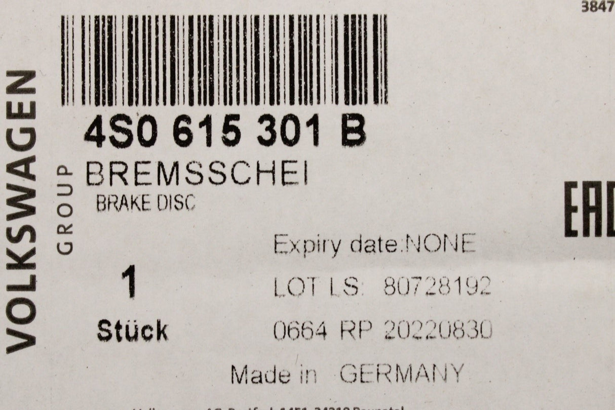Audi RS4 B8 RS5 R8 365mm wavy front brake discs x2 4S0615301B