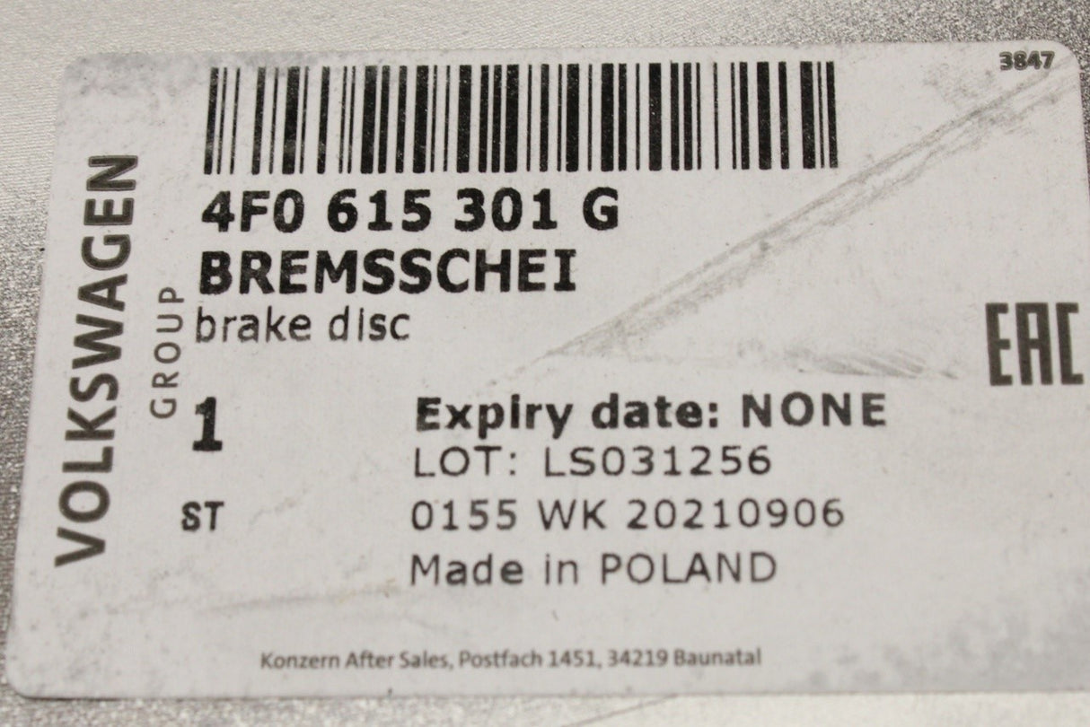 Audi A6 / A6 Allroad C6 05-11 347mm front brake discs (x2) 4F0615301G