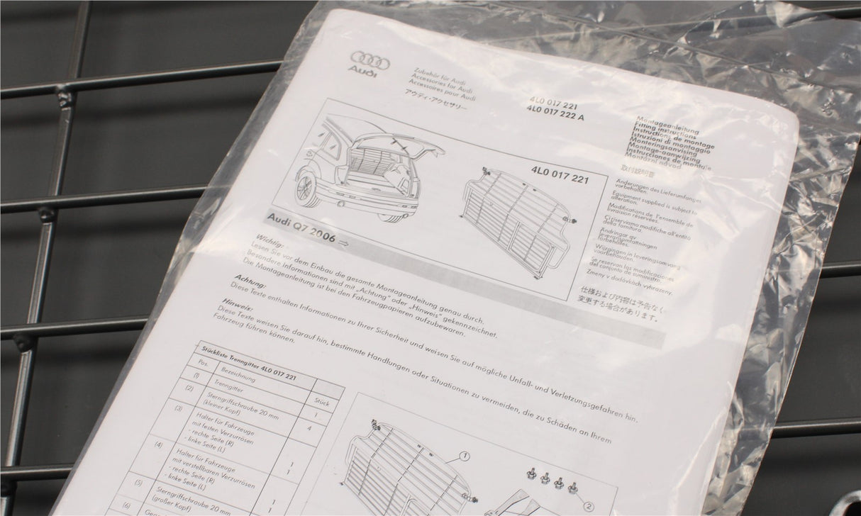 Audi Q7 2007-15 boot luggage dog guard partition grille 4L0017222A
