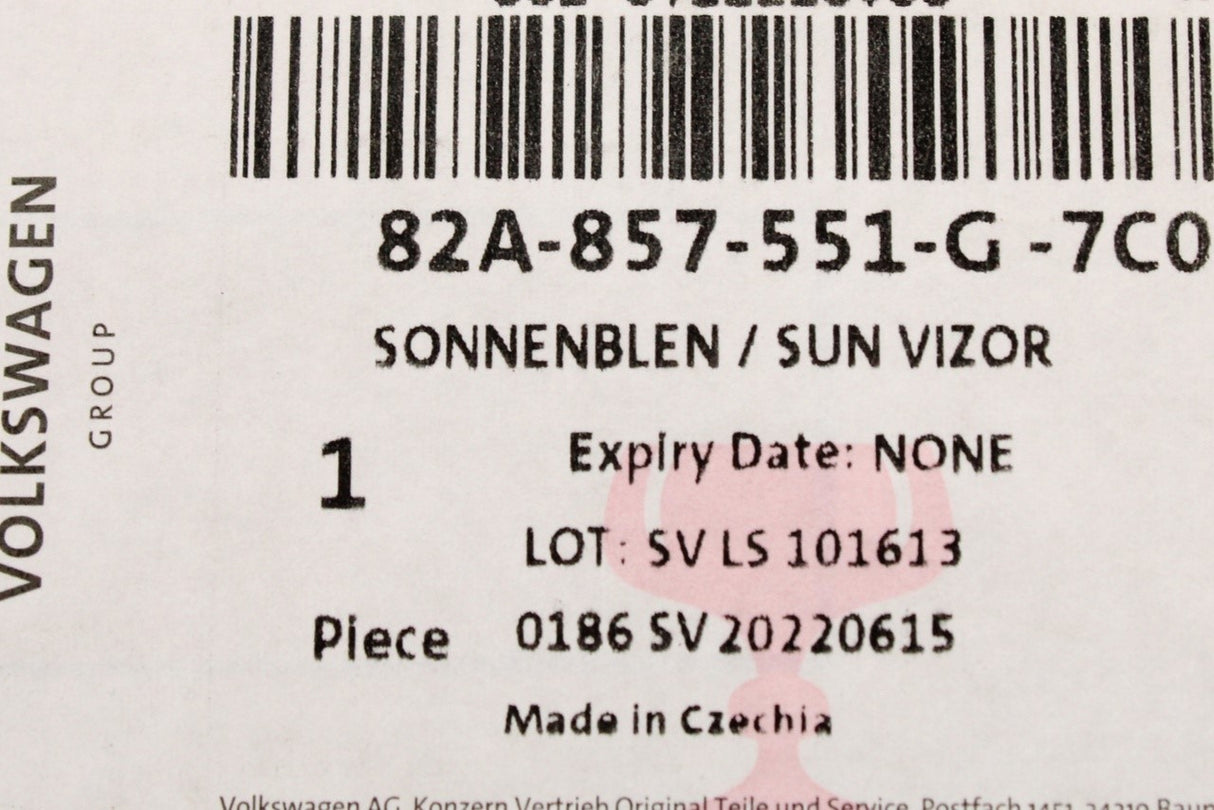 Audi A1 2019-on black sun visor with mirror (left) 82A857551G 7C0