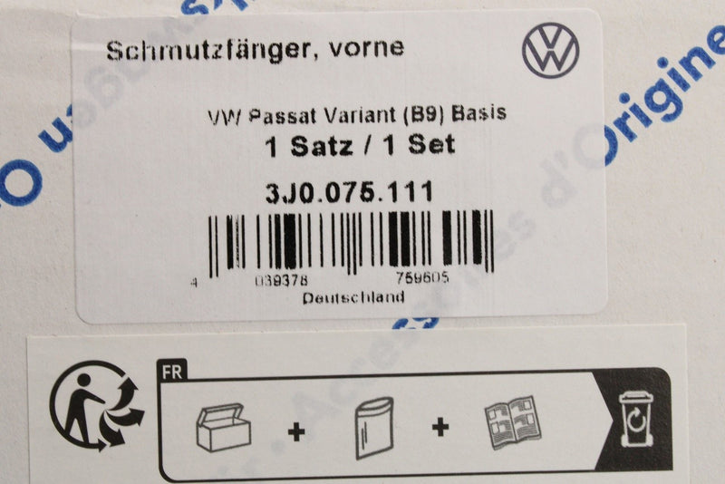 VW Passat B9 2024-on accessory mud flap set (front & rear) 3J0075101/111