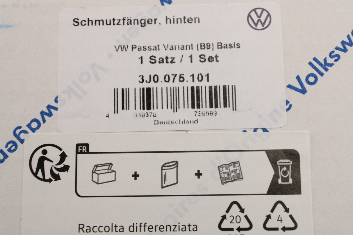 VW Passat B9 2024-Onward accessory mudflaps (Rear) 3J0075101