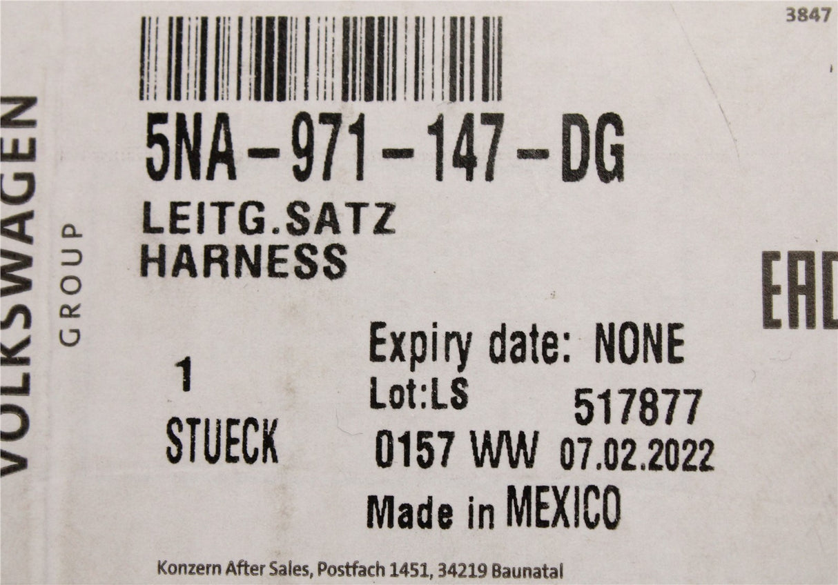 VW Tiguan Allspace 2018-on tailgate wiring harness (LHD) 5NA971147DG