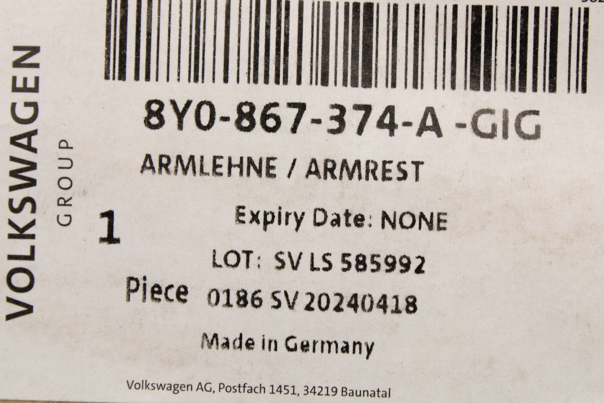 Audi A3 2020-on door card armrest (rear right) 8Y0867374A GIG