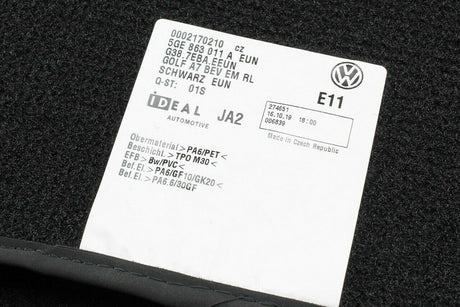 VW e-Golf 2014-2020 front & rear carpet floor mats RHD 5GE863011A EUN