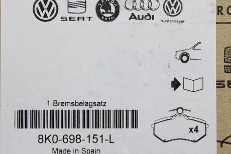 Audi Q5 2009-2012 brake pads set (front) 8K0698151L