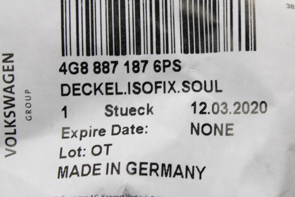 Audi A6 A7 RS6 RS7 2011-2018 ISOFIX cover (rear) 4G8887187 6PS