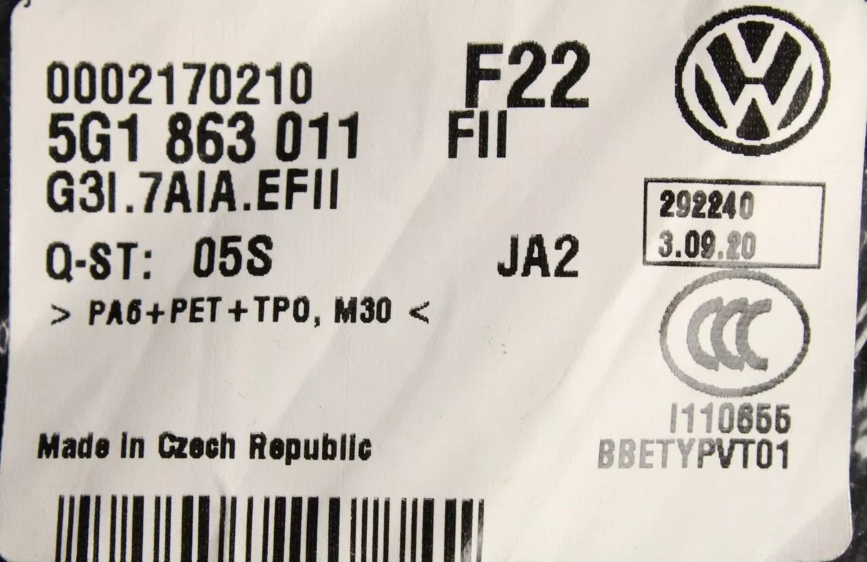 VW Golf MK7 MK7.5 MK8 2013-on LHD carpet floor mats set 5G1863011 FII