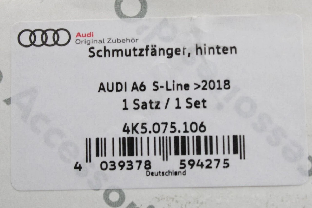 Audi A6 S-line 2019-on mud flaps set (rear) 4K5075106