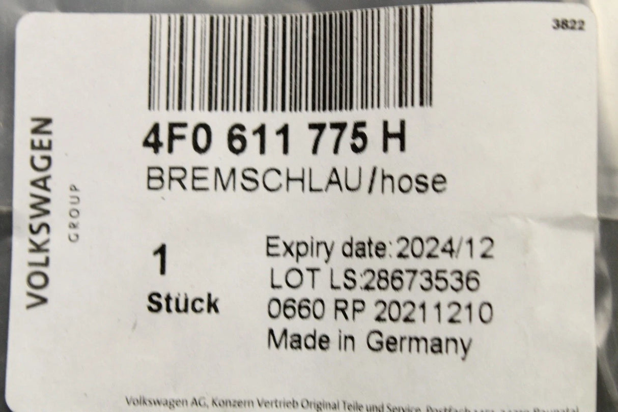 Audi RS6 2008-2011 brake hose (rear) 4F0611775H