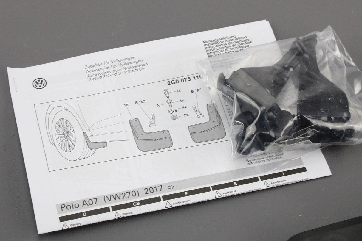 VW Polo AW 2022-on mud flaps set (front & rear) 2G0075116A/101A