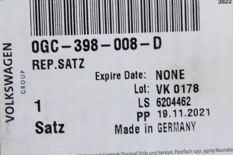 VW Audi Skoda SEAT Repair set for DQ381 7-speed DSG gearbox 0GC398008D