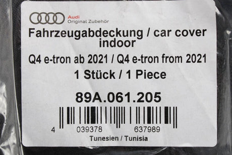 Audi Q4 e-tron 2021-on indoor tailored car cover (Audi rings) 89A061205