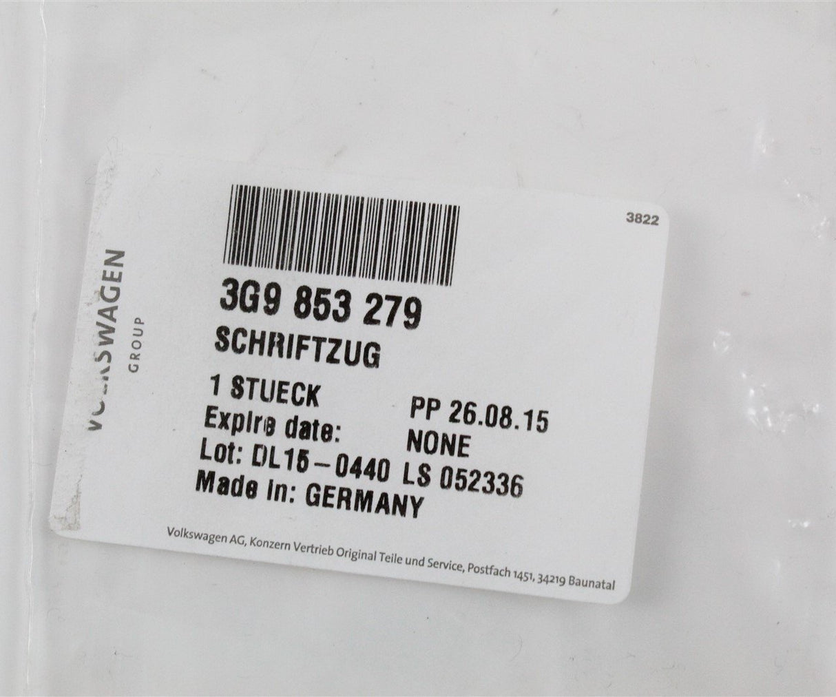 VW Passat 2015 onward B8 'Car of the year' window decal 3G9853279