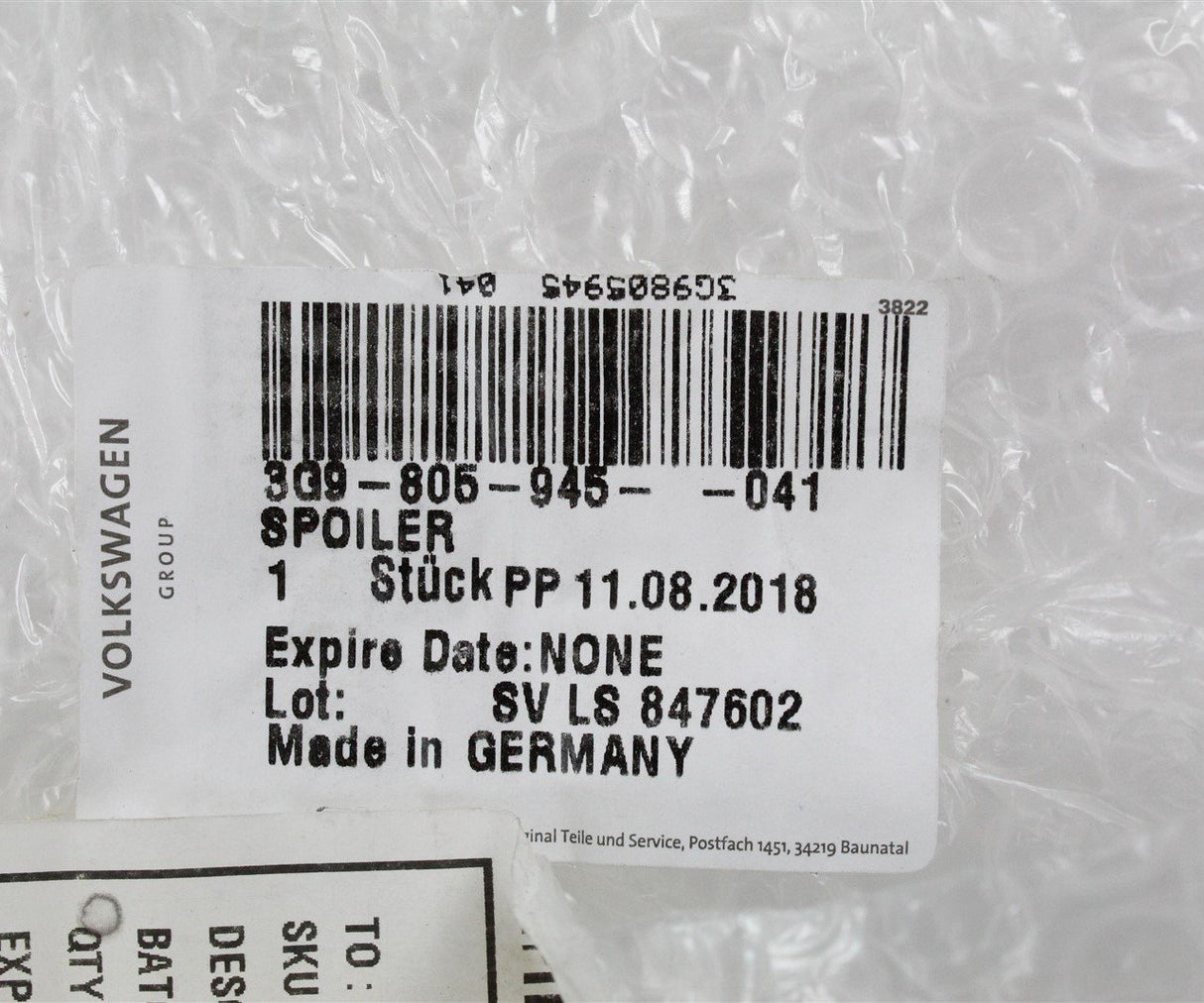 VW Passat B8 Estate 2015- left boot lid spoiler black 3G9805945 041