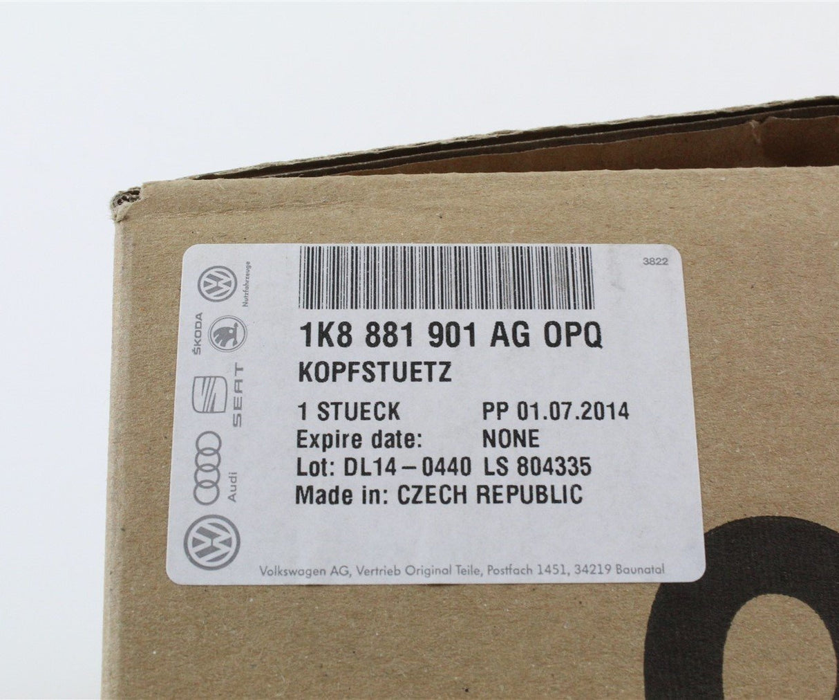 VW Scirocco R 2015-18 front leatherette headrest 1K8881901AGOPQ