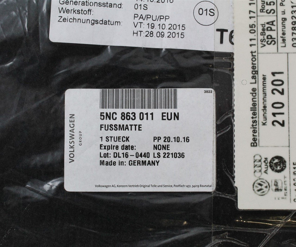 VW Tiguan 2017-on complete carpet floor mats set RHD 5NC863011 EUN