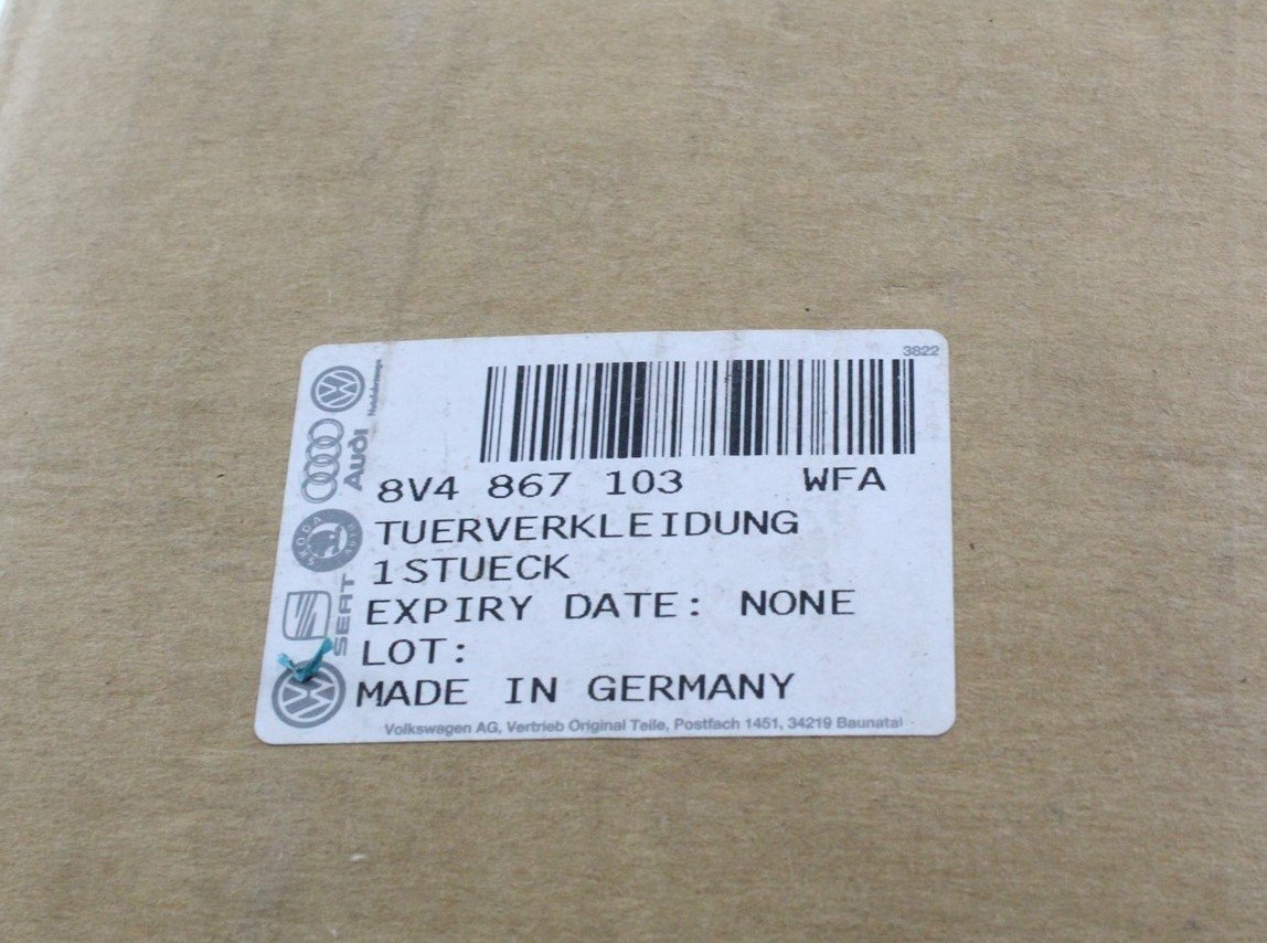 Audi A3 8V 2013 onward left passenger door card trim 8V4867103WFA