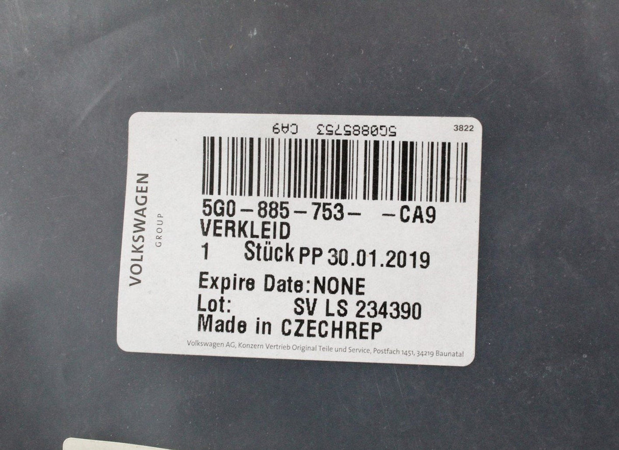 VW Golf Arteon Audi A3 etc Rear Backrest panel fabric trim 5G0885753