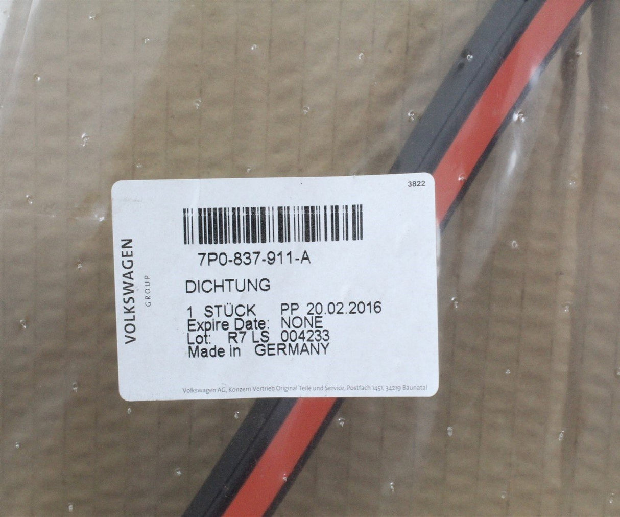 VW Touareg 7P 2011-2018 front door outer seal left right 7P0837911A