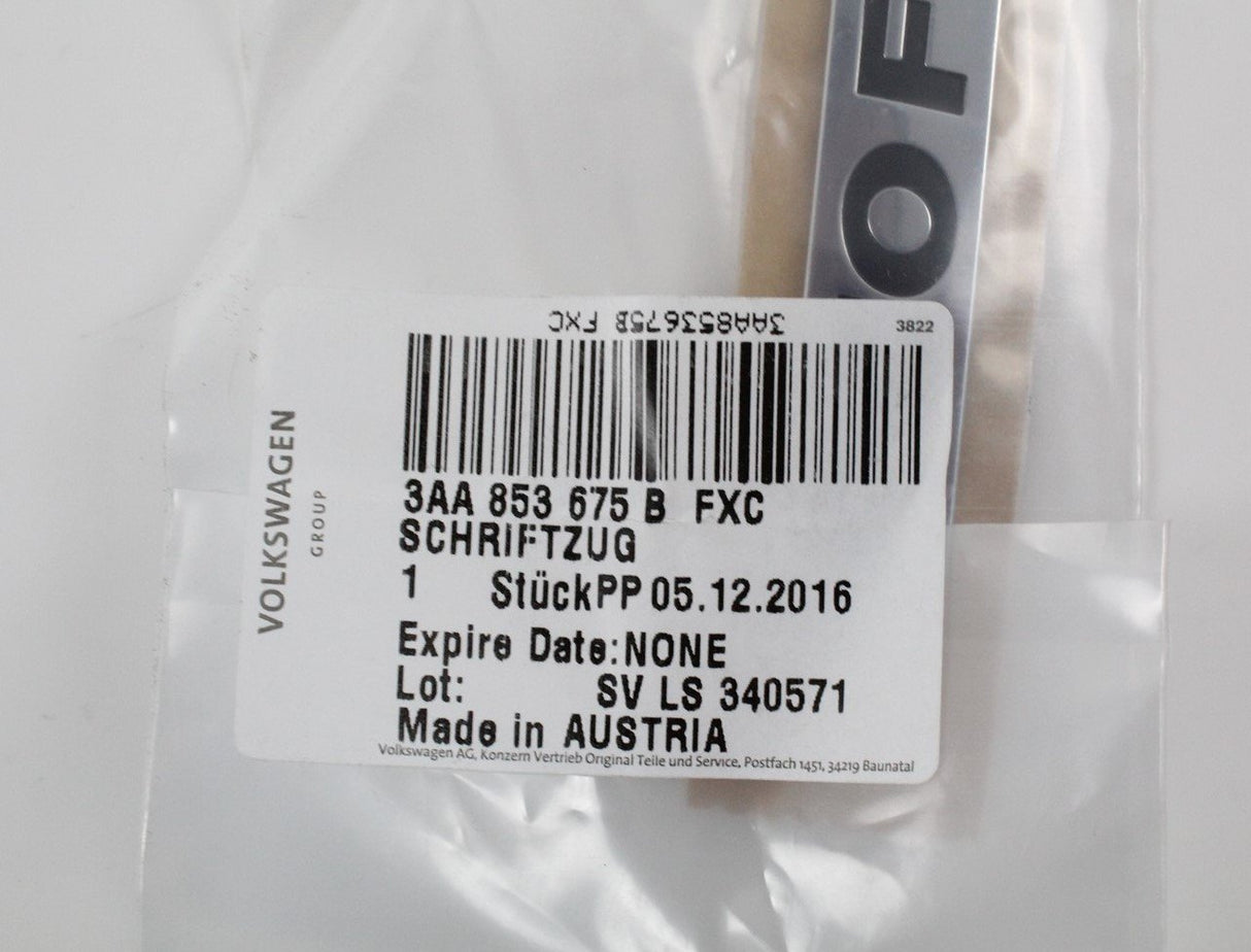 VW Passat B7 Caddy Transporter T6 Ecofuel rear badge 3AA853675B FXC