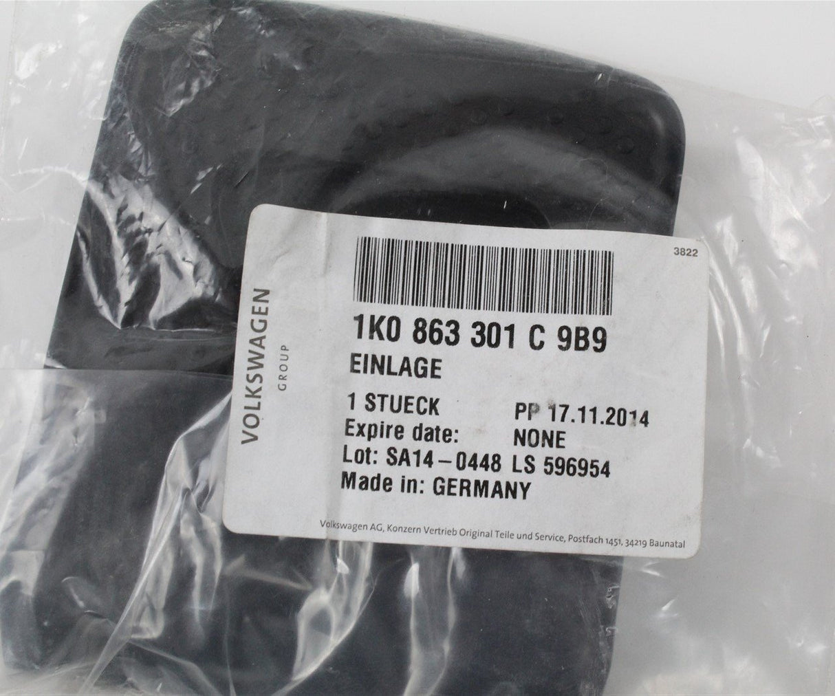 VW Golf MK5 MK6 Eos centre cup holder insert mat 1K0863301C 9B9