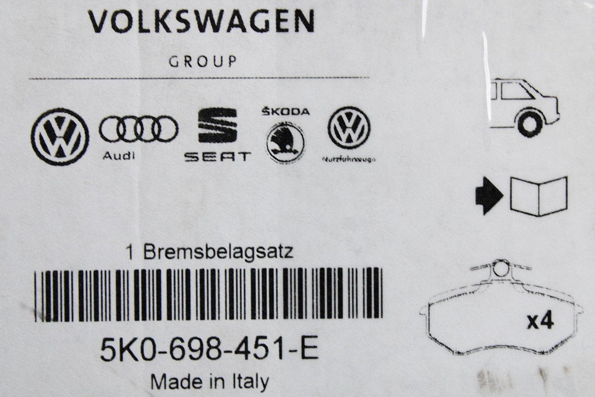 VW Polo Scirocco Skoda Fabia Octavia Rear brake pads 230x9mm 5K0698451E