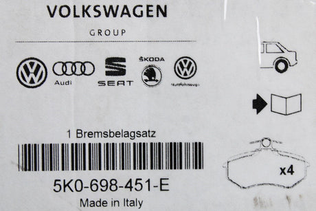 VW Polo Scirocco Skoda Fabia Octavia Rear brake pads 230x9mm 5K0698451E