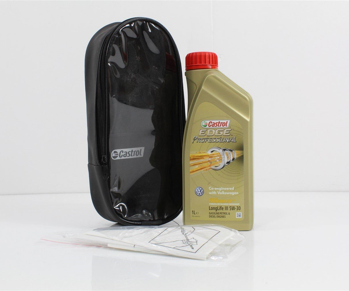 VW Audi Skoda SEAT Castrol Edge 1L 5W30 oil with bag gloves & funnel