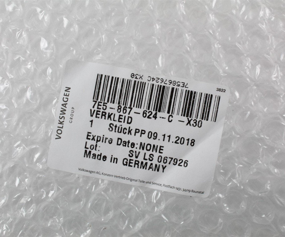 VW Caravelle Multivan T5 T6 right upper sliding door trim 7E5867624C