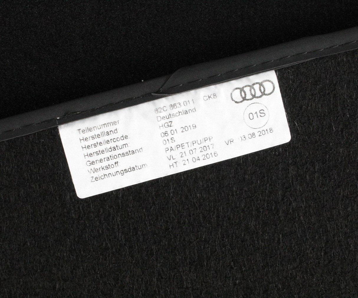 Audi A1 2019-on front & rear carpet floor mats set 82C863011 CK8