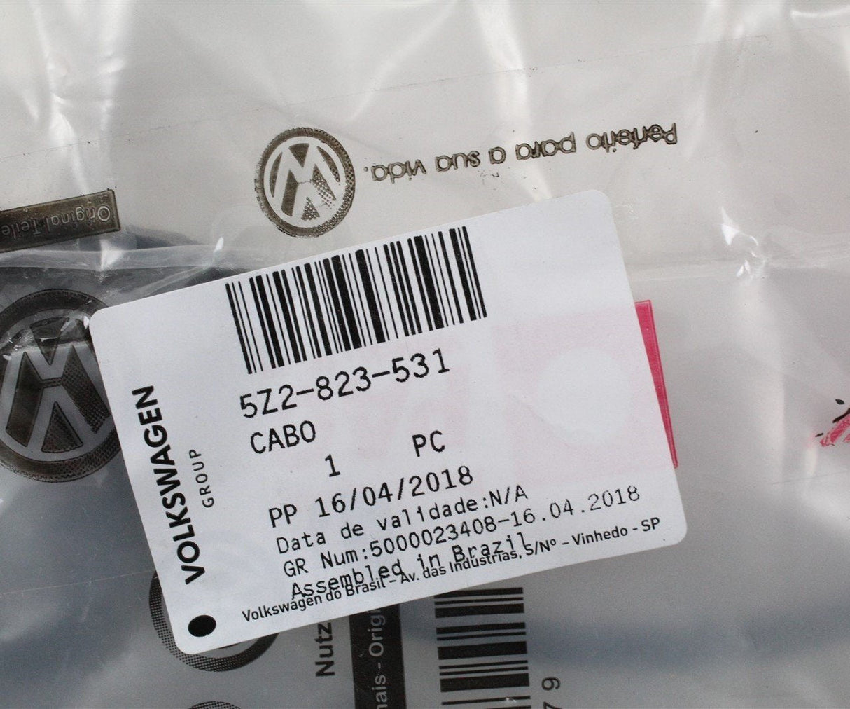 VW Fox 2005-2010 RHD bonnet release handle cable 5Z2823531