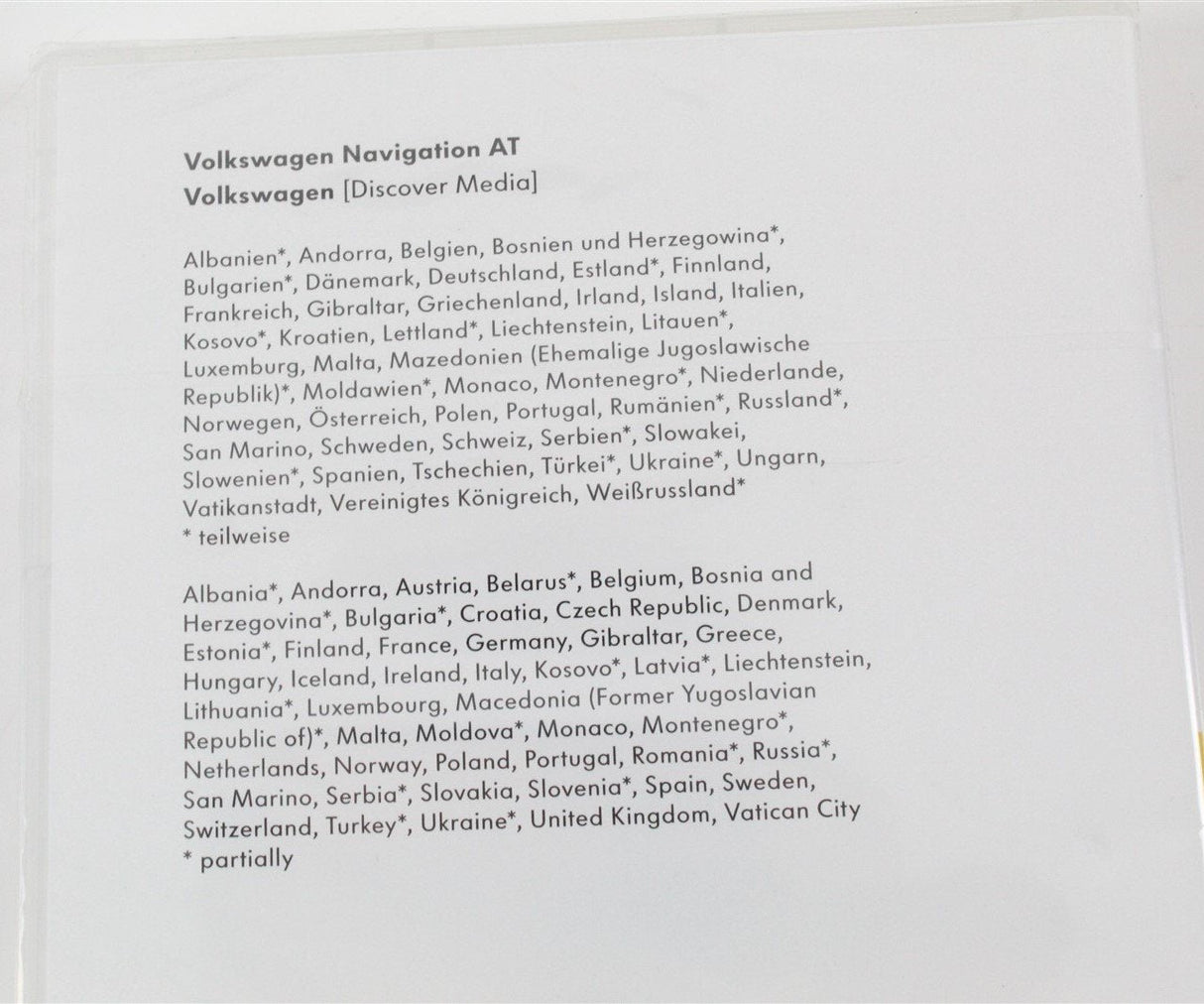 Volkswagen Discover Media Navigation AT update SD V13 Europe 5G0919866AH