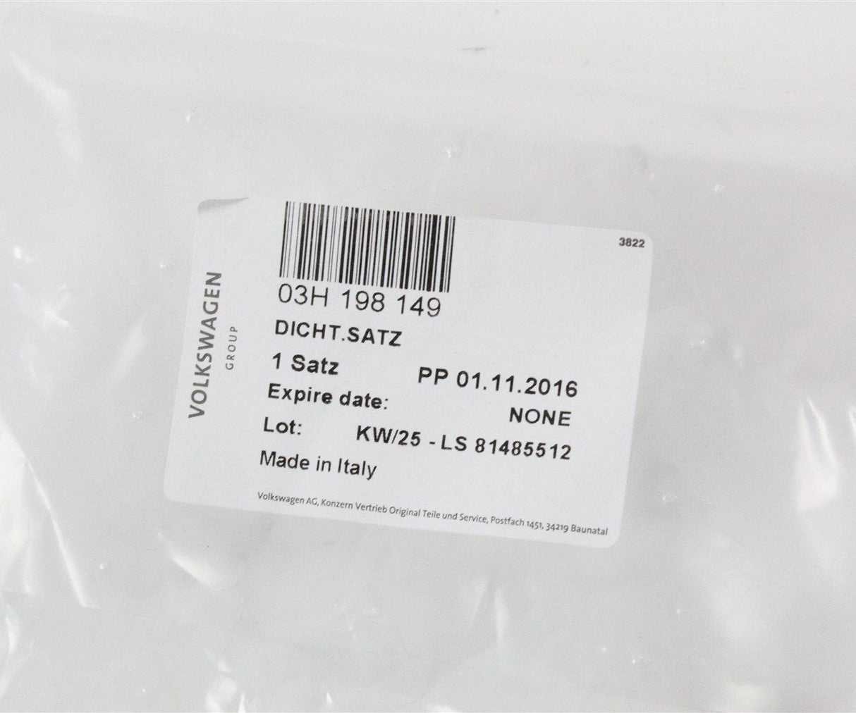 VW Audi Skoda SEAT 1.2 TSI TFSI fuel injector seal kit 03H198149