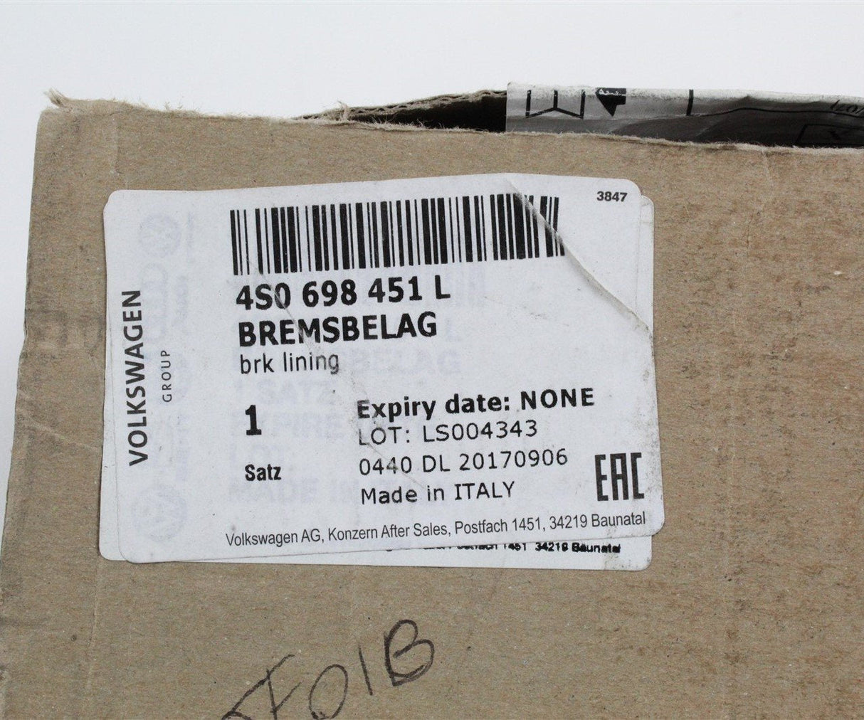 Audi R8 4S 2016-2019 rear brake pad set 4S0698451L