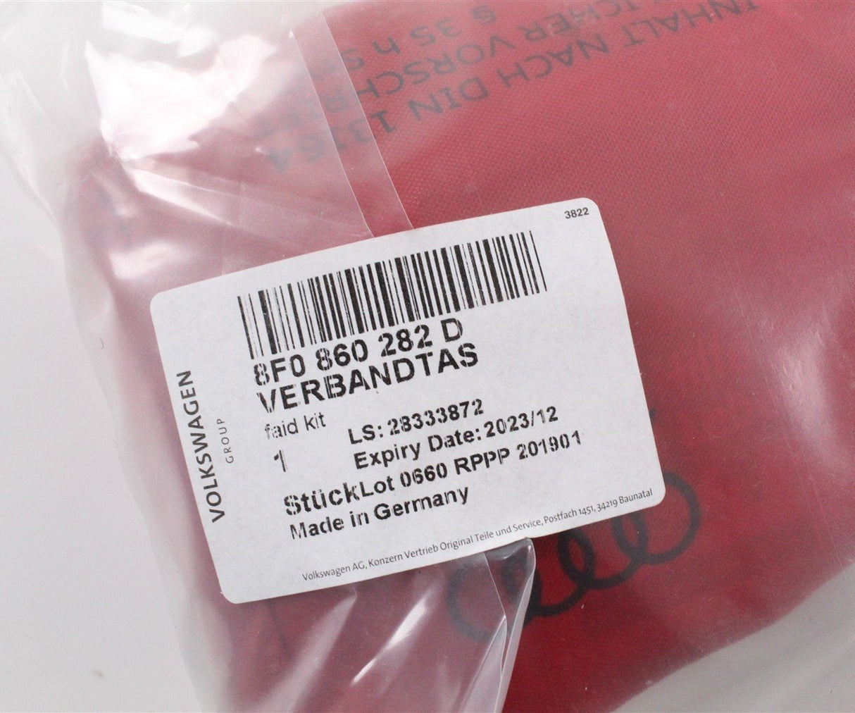 Audi A1 A3 A4 A5 A6 Q2 Q3 in car first aid kit 8F0860282D