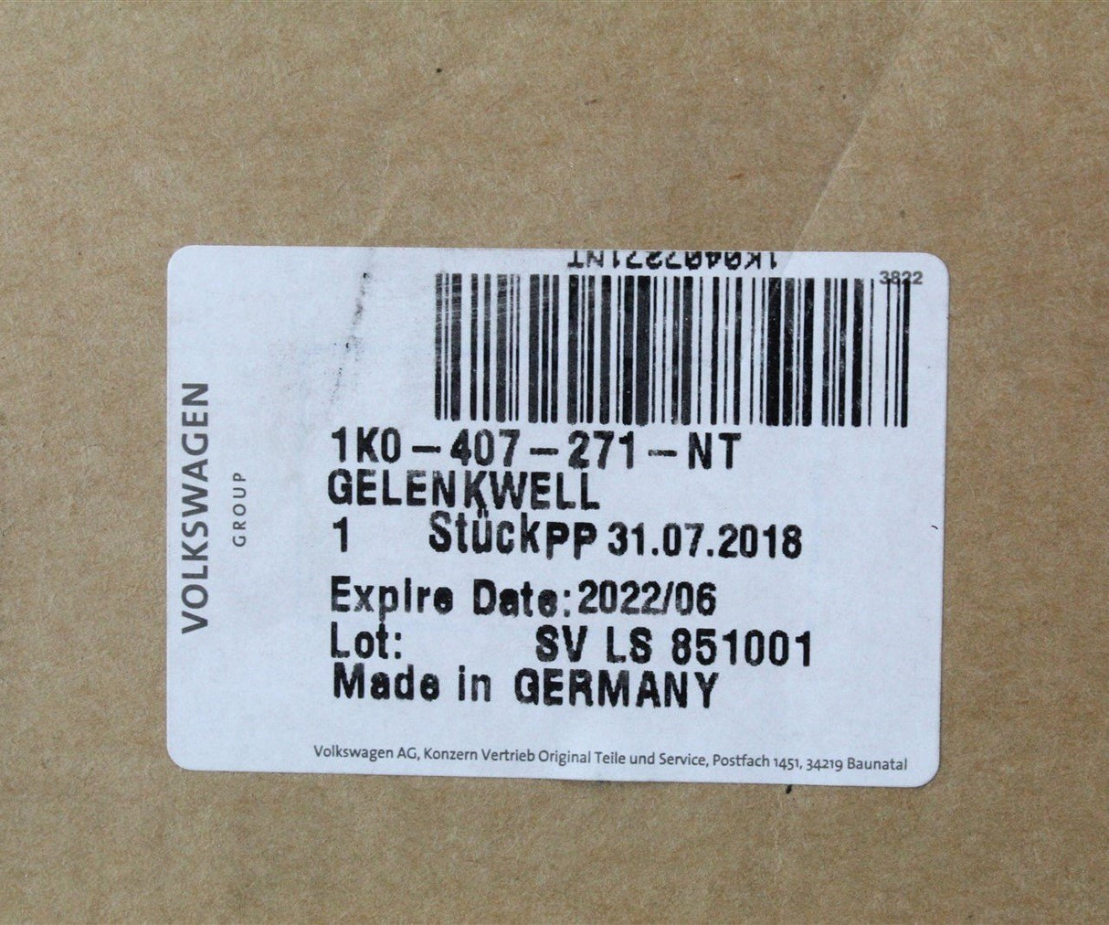 VW Audi Skoda SEAT 6 speed automatic left drive shaft 1K0407271NT