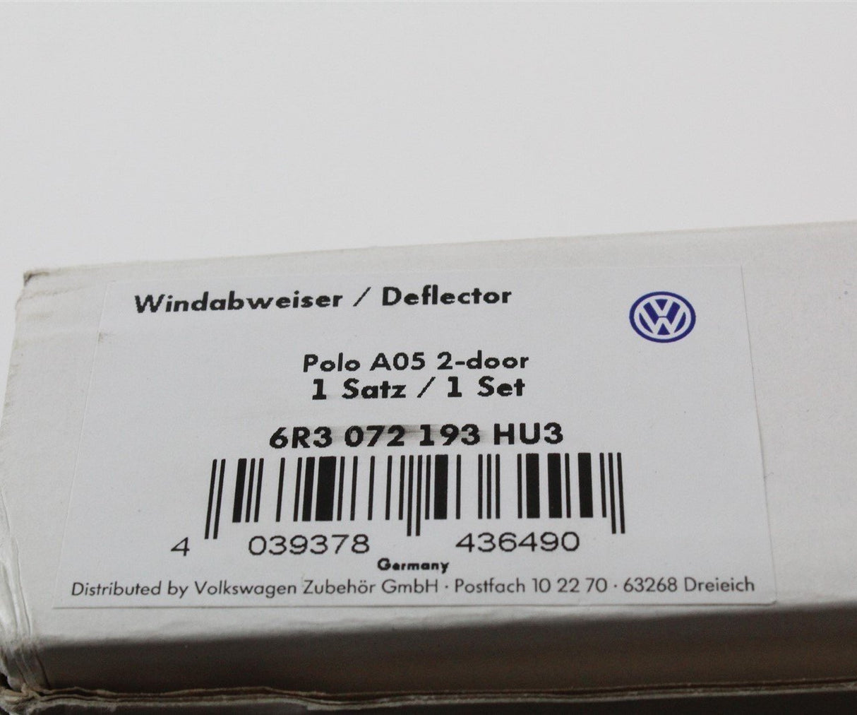 VW Polo 6R 6C 2010-2017 wind deflector 3 door 6R3072193 HU3