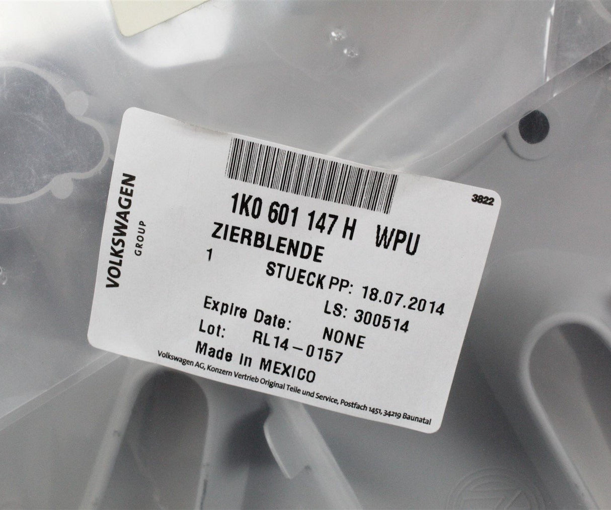 VW Golf MK6 Estate Jetta 16" wheel trim silver/chrome 1K0601147H WPU