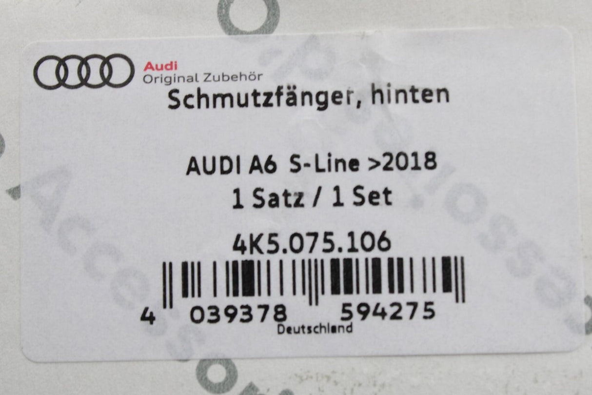 Audi A6 S-line 2019-on mud flaps set (front & rear) 4K5075106/116