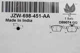 VW Golf MK7 2013-2016 rear brake pads for 272mm discs JZW698451AA