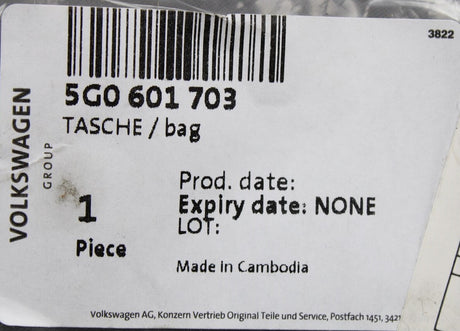 VW Golf Passat Polo Tiguan T-Roc T-Cross Arteon tool kit bag 5G0601703