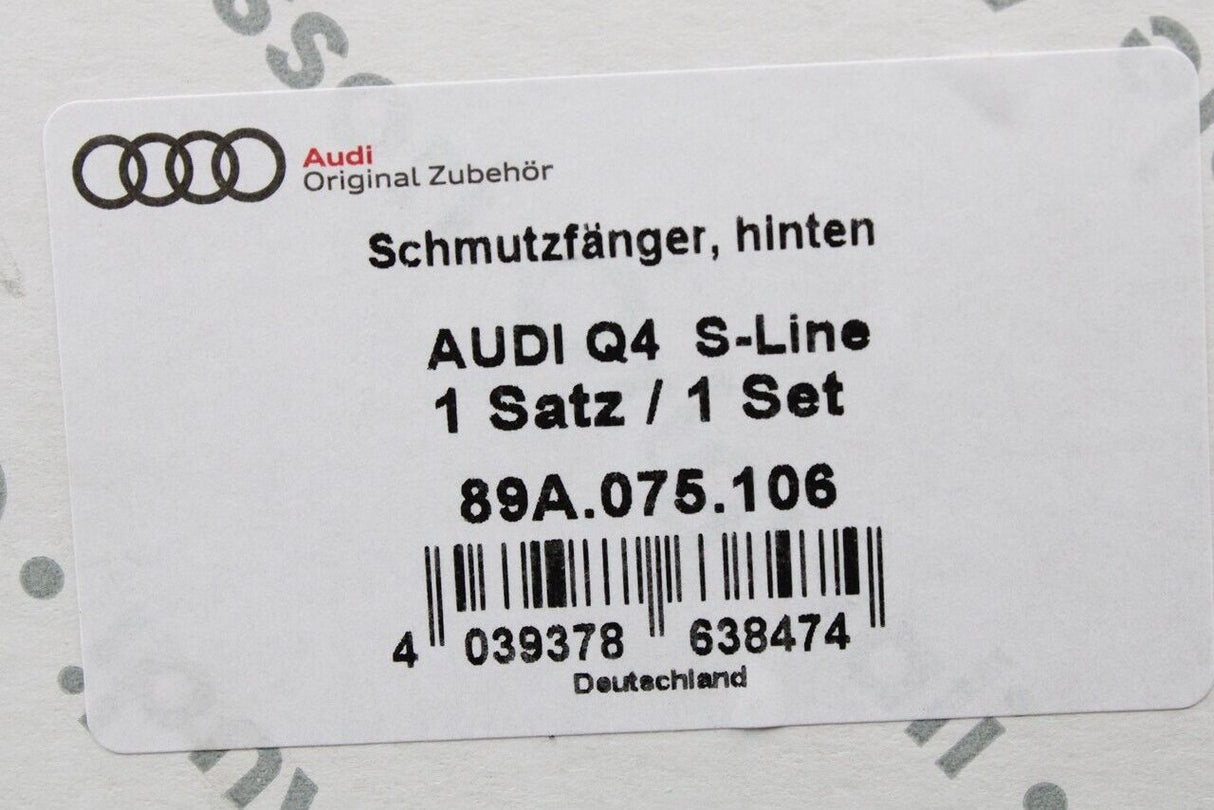 Audi Q4 E-Tron 2021-on S-line mud flap set (rear) 89A075106