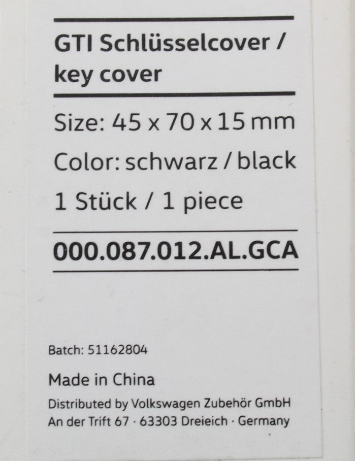 VW Golf MK7 GTI 3 Button silicon key cover GTI collection 000087012ALGCA