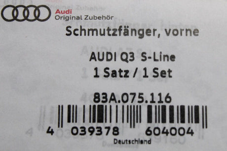 Audi Q3 2019-on S-Line package mud flaps (front) 83A075116