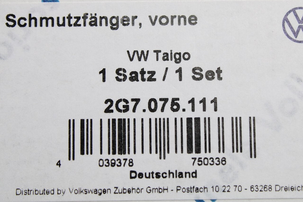VW Taigo 2022-on accessory mud flap set (front) 2G7075111