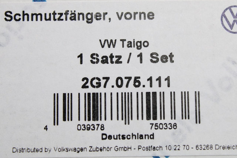 VW Taigo 2022-on accessory mud flap set (front & rear) 2G7075101/111