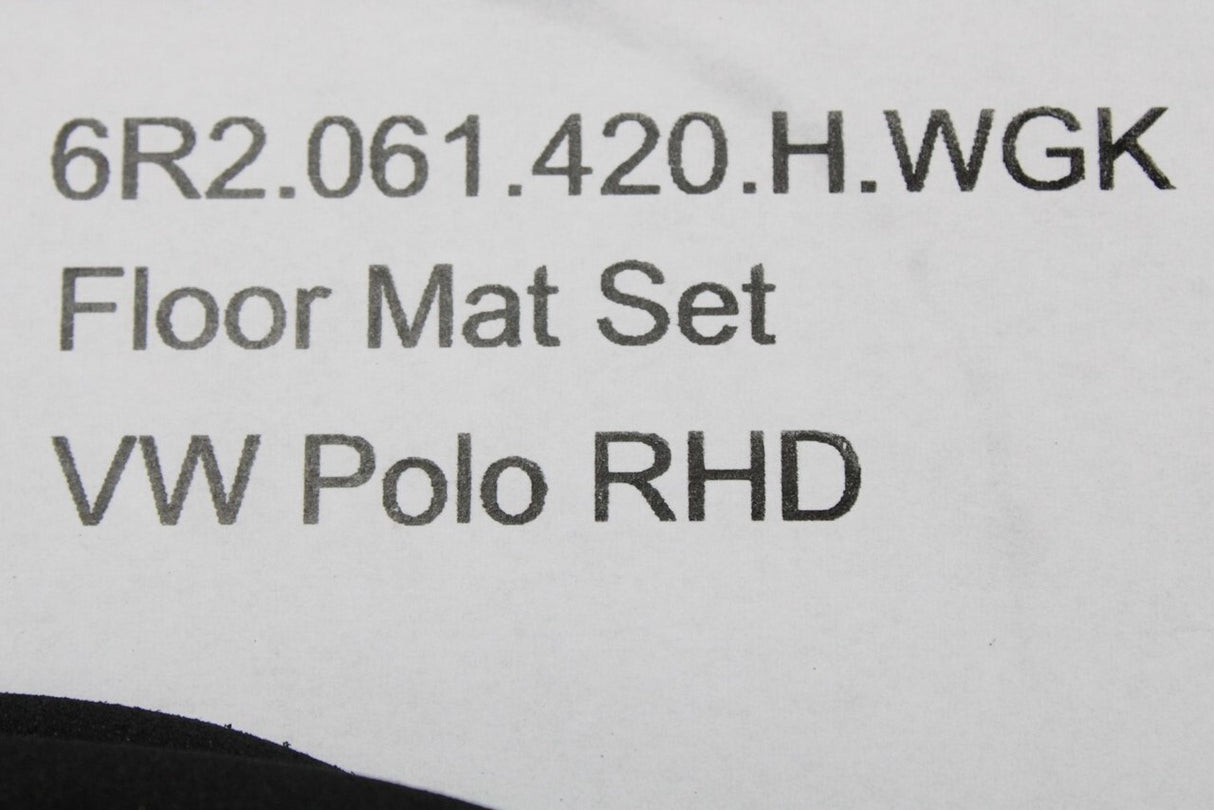 VW Polo 6R 6C 2010-17 front & rear carpet floor mats RHD 6R2061420H WGK