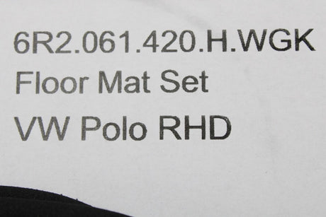 VW Polo 6R 6C 2010-17 front & rear carpet floor mats RHD 6R2061420H WGK